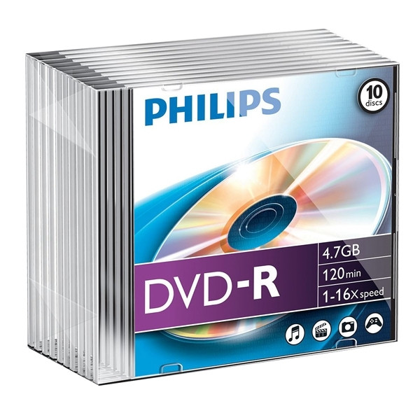 Philips DVD-R slimline (10-pack) DM4S6S10F/00 098026 - 1