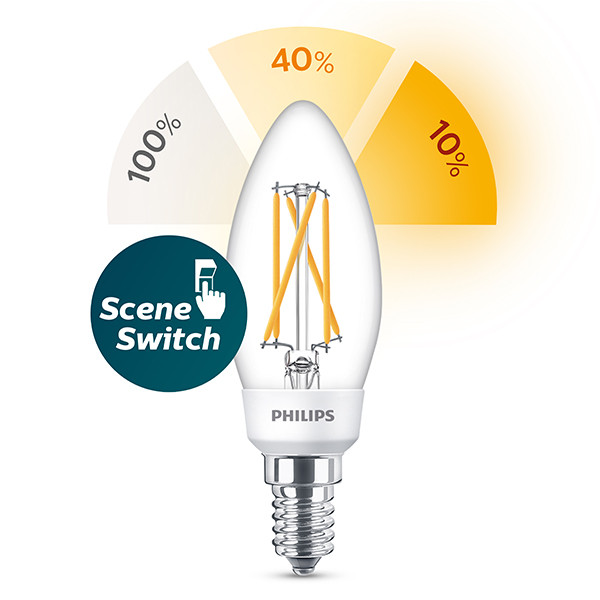 Philips E14 LED SceneSwitch filament candle bulb 5W 40W Philips 123ink.ie