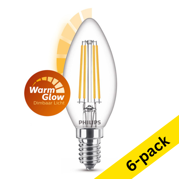 Philips E14 LED WarmGlow dimmable candle bulb 2.5W (25W) (6-pack) LPH02558 - 1