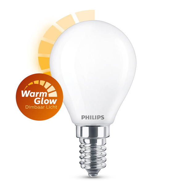 Philips E14 LED WarmGlow dimmable matte ball bulb 3.4W (40W) LPH02588 - 1