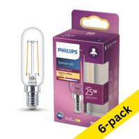 Philips E14 LED clear filament T25 tube bulb 1.9W (25W) | 2700K (6-pack)