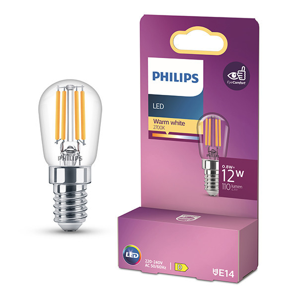 Philips E14 LED clear filament T25s tube bulb 0.8W (12W) | 2700K LPH04143 - 1