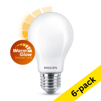Philips E27 LED WarmGlow dimmable matte pear bulb 5.9W (60W) (6-pack)