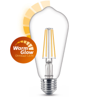 Philips E27 LED WarmGlow filament Edison bulb 5.9W (60W) | 2200-2700K LPH02539