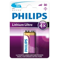 Philips Lithium Ultra 6FR61 9V E-Block battery 6FR61LB1A/10 098311