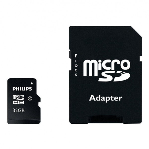 Micro SDHC memory card (32GB) + SD adapter | Class 10 | Philips 098122 - 1