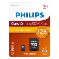 Philips Micro SDXC memory card class 10 including adapter - 128GB FM12MP45B/10 098150