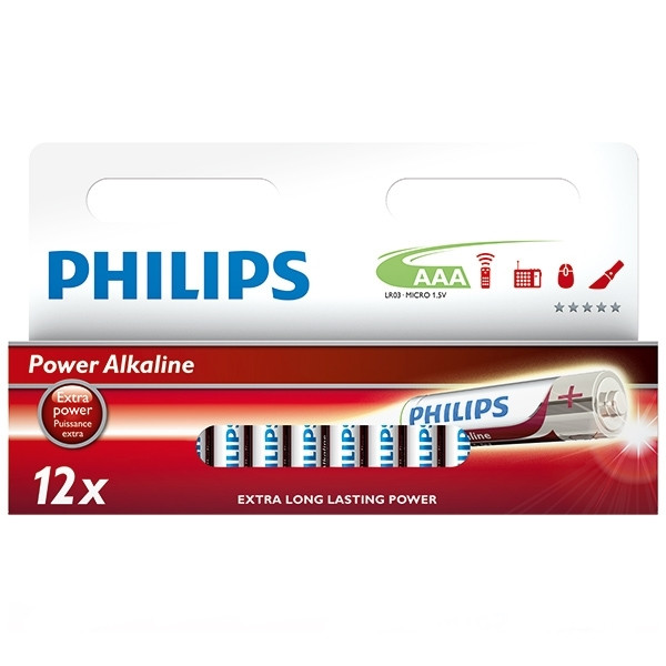 Philips Power Alkaline AAA LR03 batteries (12-pack) LR03P12W/10 098303 - 1