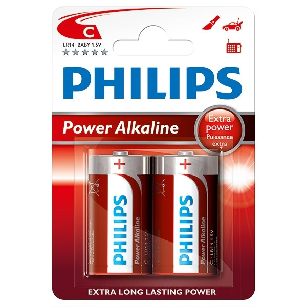 Philips Power Alkaline C LR14 batteries (2-pack) LR14P2B/10 098304 - 1