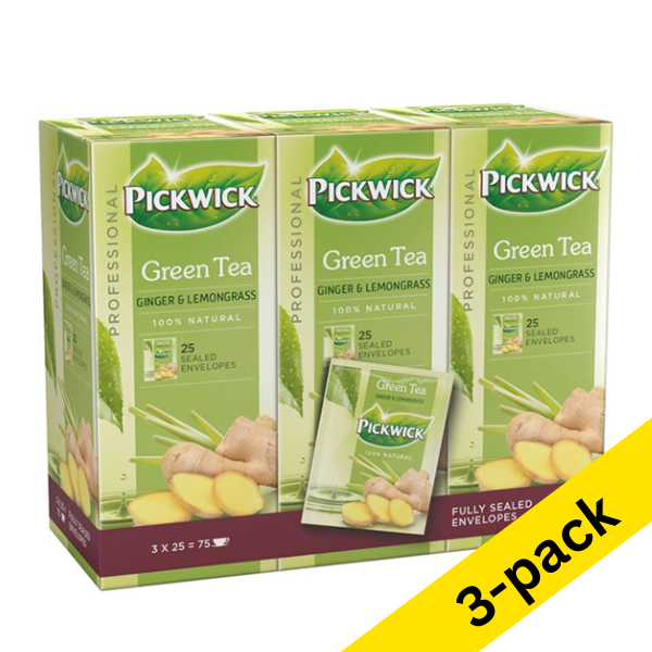 Pickwick Professional Ginger & Lemongrass Green tea (3 x 25-pack)  404332 - 1