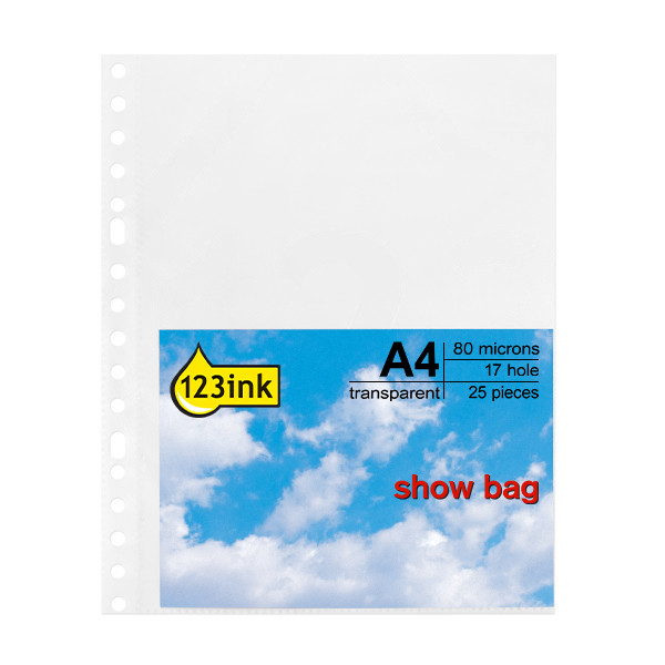 Plastic punched pocket A5, 17-hole | 80 micron | 123ink | 25-pack 300959 - 1