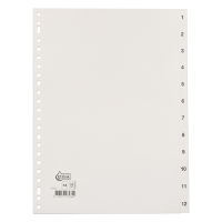 Plastic tabs 1-12 (12 white tabs) | A4, 23-hole | 123ink 300522