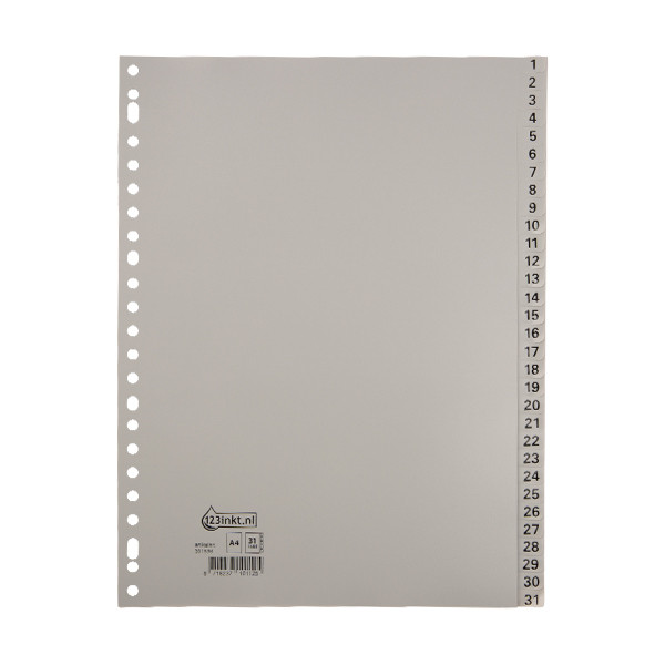 Plastic tabs 1-31 (31 grey tabs) | A4, 23-hole | 123ink 301536 - 1