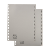 Plastic tabs 1-52 (52 grey tabs) | A4, 23-hole | 123ink 301538