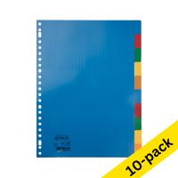 Plastic tabs (10 coloured tabs) | A4, 23-hole | 123ink | 10-pack