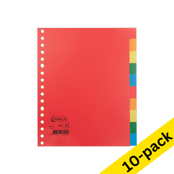 Plastic tabs (10 coloured tabs) | A5, 17-hole | 123ink | 10-pack 300588 - 1