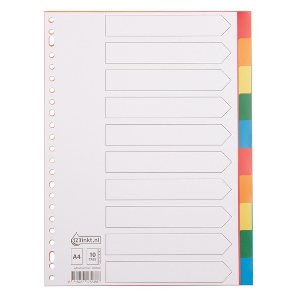 Plastic tabs (10 white/coloured tabs) | A4, 23-hole | 123ink 300526 - 1