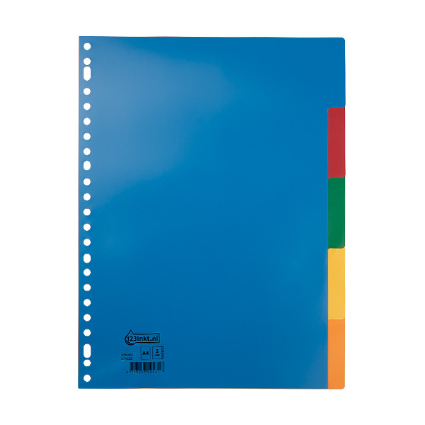 Plastic tabs (5 coloured tabs) | A4, 23-hole | 123ink 301626 - 1