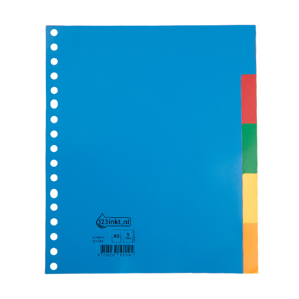 Plastic tabs (5 coloured tabs) | A5, 17-hole | 123ink 301543 - 1