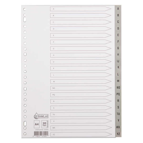 Plastic tabs A-Z (20 white/grey tabs) | A4, 23-hole | 123ink 300528 - 1