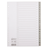 Plastic tabs A-Z (20 white/grey tabs) | A4, 23-hole | 123ink 300528