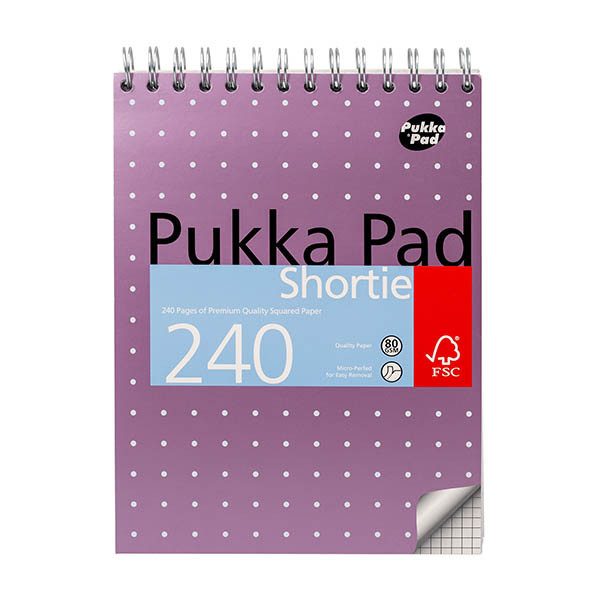 Notepad checkered 23.5 x 17.8cm | Metallic purple | Pukka Pads Shortie | 120 sheets 200449 - 1