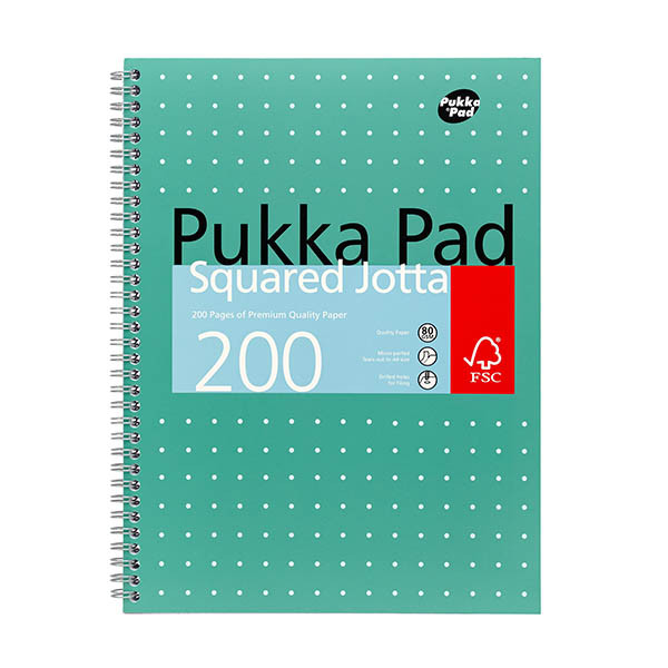 Notepad checkered spiral A4 | green | Pukka Pads Jotta Metallic | 100 sheets 200443 - 1