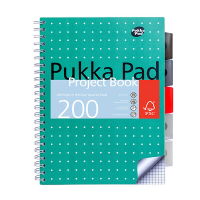 Notepad checkered spiral A4 (with dividers) | green | Pukka Pads Jotta Metallic | 100 sheets 200447