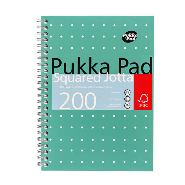 Notepad checkered spiral A5 | green | Pukka Pads Jotta Metallic | 100 sheets 200445 - 1