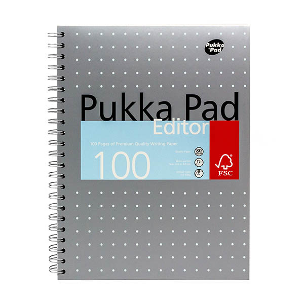 Notepad spiral A4+ | Metallic silver | Pukka Pad Editor | 50 sheets 200448 - 1