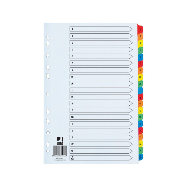 | Cardboard tabs A-Z (20 coloured tabs) | Extra wide A4+, 11-hole | Q-Connect KF76986 IE000704 - 1