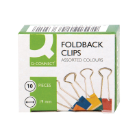 | Foldback clip 19mm | assorted colours | Q-Connect KF03651 | 10-pack IE000730