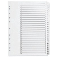 Q-Connect 02501/CS251-25 white A4 cardboard tabs with indexes 1-25 (11 holes) 02501/CS251-25 500600