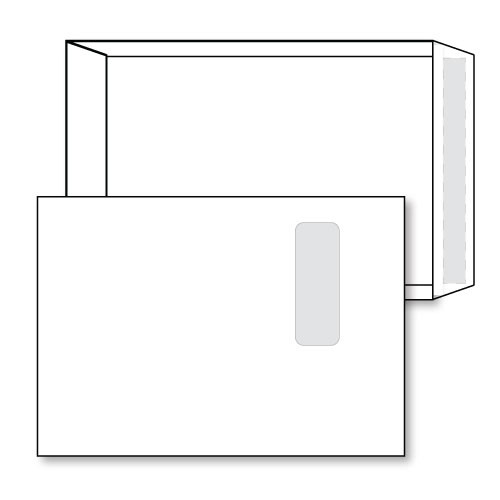 Q-Connect 250 Envelopes, C4 size, window, self seal white, 100g (13892/1D71)  500350 - 1
