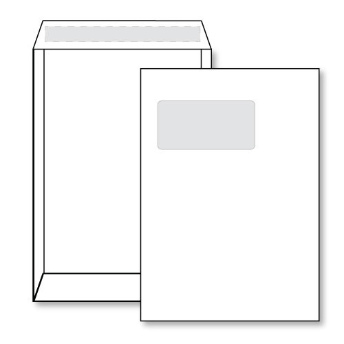 Q-Connect 500 Envelopes, C5 size, window, self seal white, 90g (12084/1D61)  500410 - 1