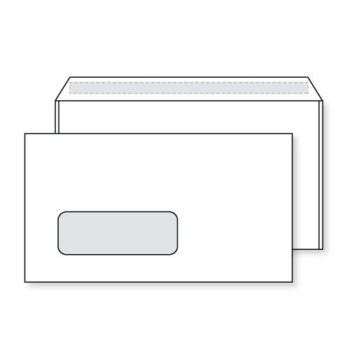Q-Connect 500 Envelopes, DL size, window, self seal white, 100g  500388 - 1