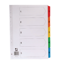 Cardboard tabs 1-5 (5 white/coloured tabs) | A4, 11-hole | Q-Connect KF01518 235143