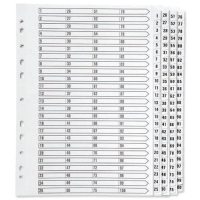Cardboards tabs 1-100 (100 white tabs) | A4, 11-hole | Q-Connect 05701/CS571-10 500605