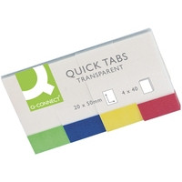 Index tab 20 x 50mm | Q-Connect KF01225 | transparent 4 colours | 40pcs x4 235090 - 1