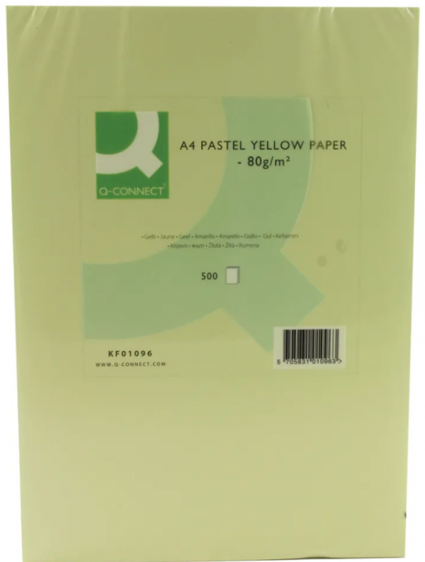 Q-Connect KF01096 yellow A4 paper, 80g (500 sheets) KF01096 235105 - 1