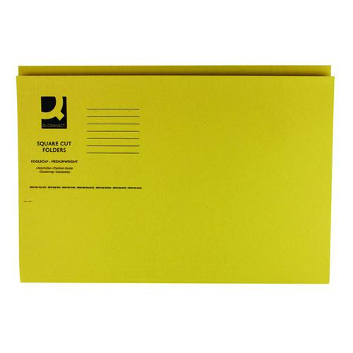 Q-Connect KF01185 foolscap yellow, square cut folder, 250gsm (100-pack) KF01185 246163 - 1