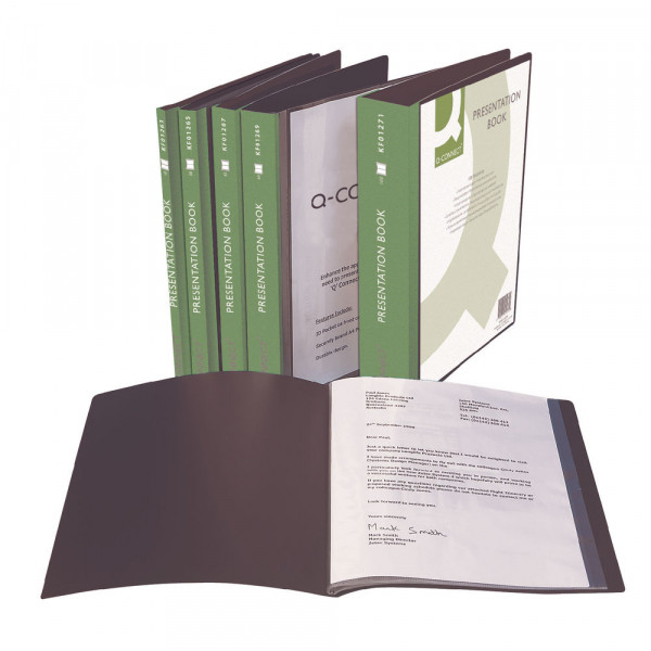 Q-Connect KF01263 black A4 presentation display folder (10-pages) KF01263 500659 - 1