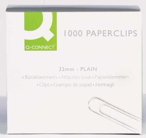Q-Connect KF01315 paperclips, 32mm (1000-pack) **Clearance** 235059 - 1