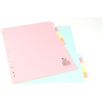 Q-Connect KF01515 coloured A4 cardboard tabs with 12 tabs (11 holes) KF01515 235002