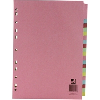 Q-Connect KF01517 coloured A4 cardboard tabs with 20 tabs (11 holes) KF01517 235004