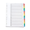 Q-Connect KF01520 white/coloured A4 cardboard tabs with indexes 1-15 (11 holes)
