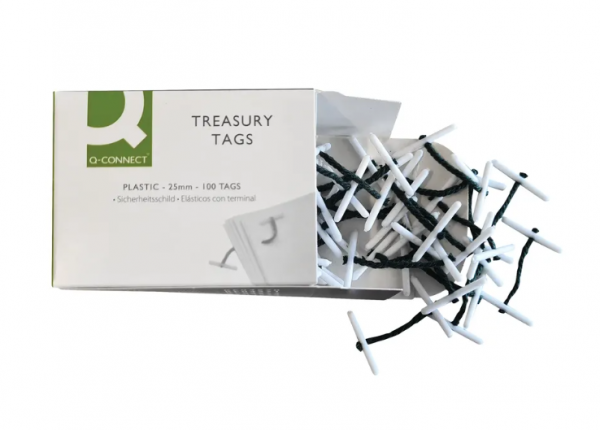 Q-Connect KF04570 Plastic Ended Treasury Tag, 25mm (100-pack)  246274 - 1