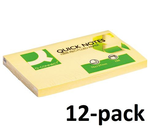 Q-Connect KF05610 (recycled) Notes Yellow, 76mm x 127mm (12-pack)  500550 - 1
