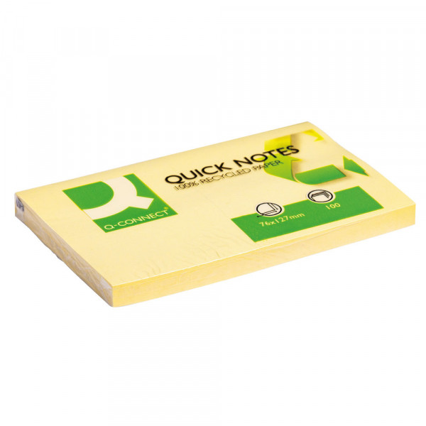 Q-Connect KF05610 yellow recycled notes, 120 sheets, 76mm x 127mm KF05610 238189 - 1