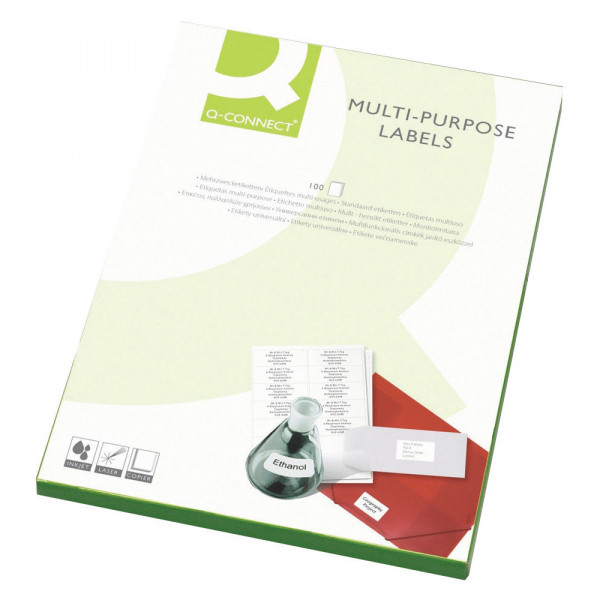 Q-Connect KF26054 multipurpose labels 99.1 x 38.1mm 14 per sheet white (1400 Pack) KF26054 235216 - 1